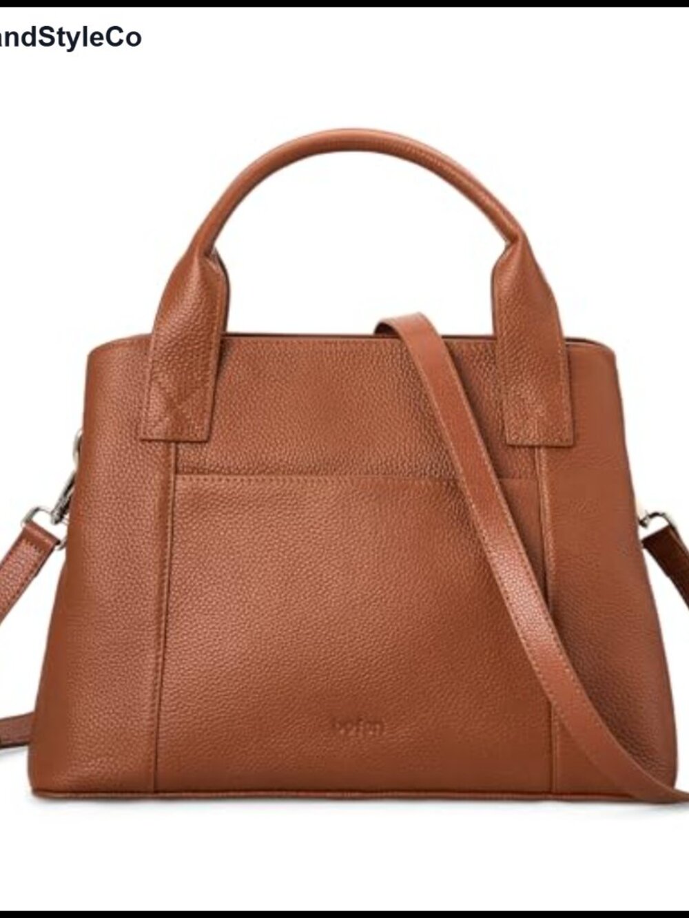 Genuine leather satchel crossbody tote with top handles